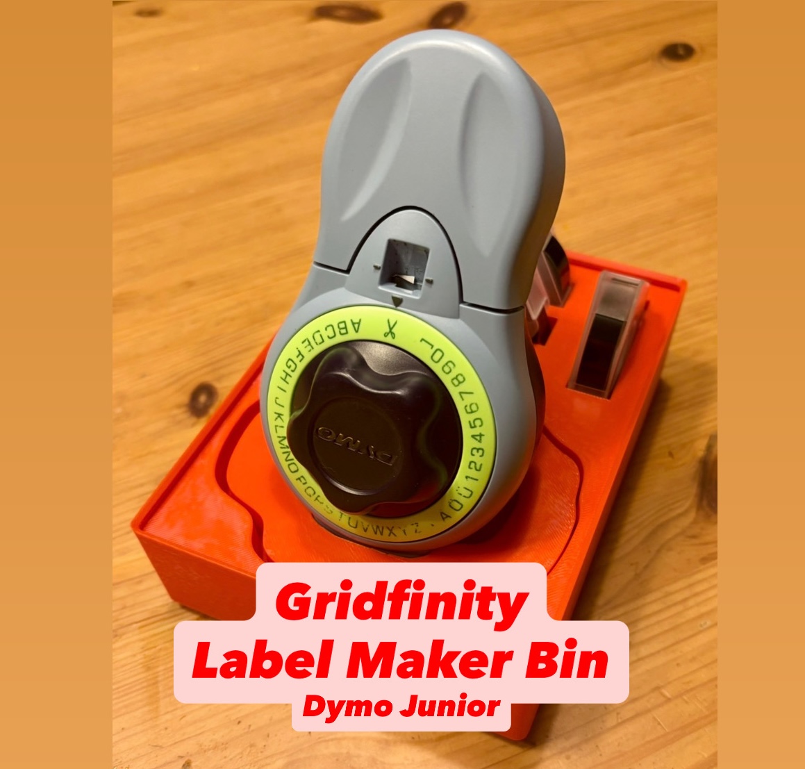 Gridfinity Label Maker Holder for Dymo Junior 3x4