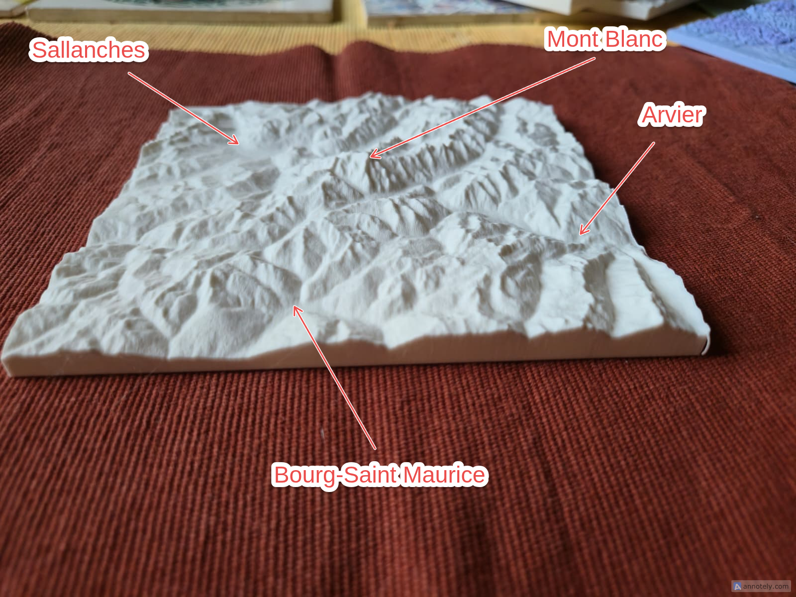 Mont Blanc , 1:350 000, VE 1.0 3D model by TopoPrints