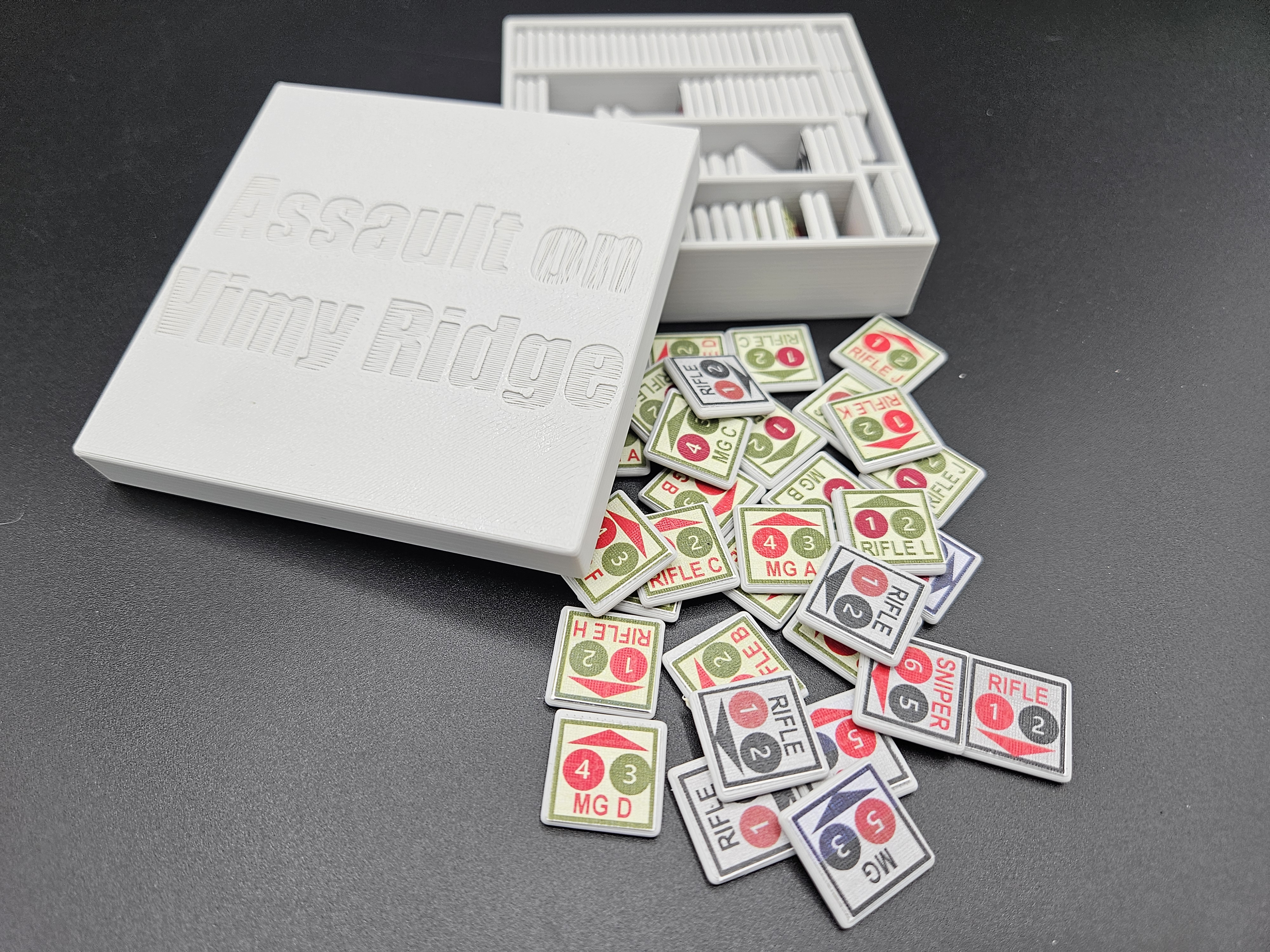 Assault on Vimy Ridge wargame 2 mm counter bases and box