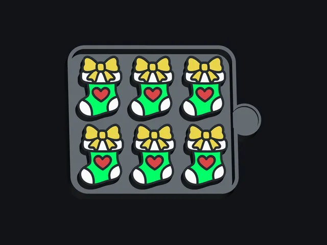 Christmas Stocking with Bow & Heart – Wax Melt Mold STL | 6, 9 & 12 Cavity Trays