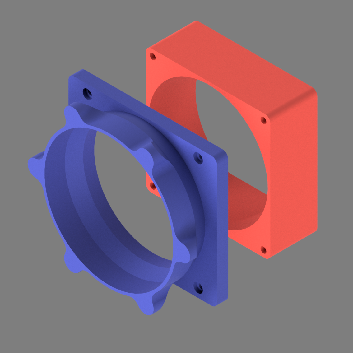 MagDuct Parametric xTool P2 Exhaust Duct Adapter and Internal Fan Spacer (non-MagDuct adapter also included)