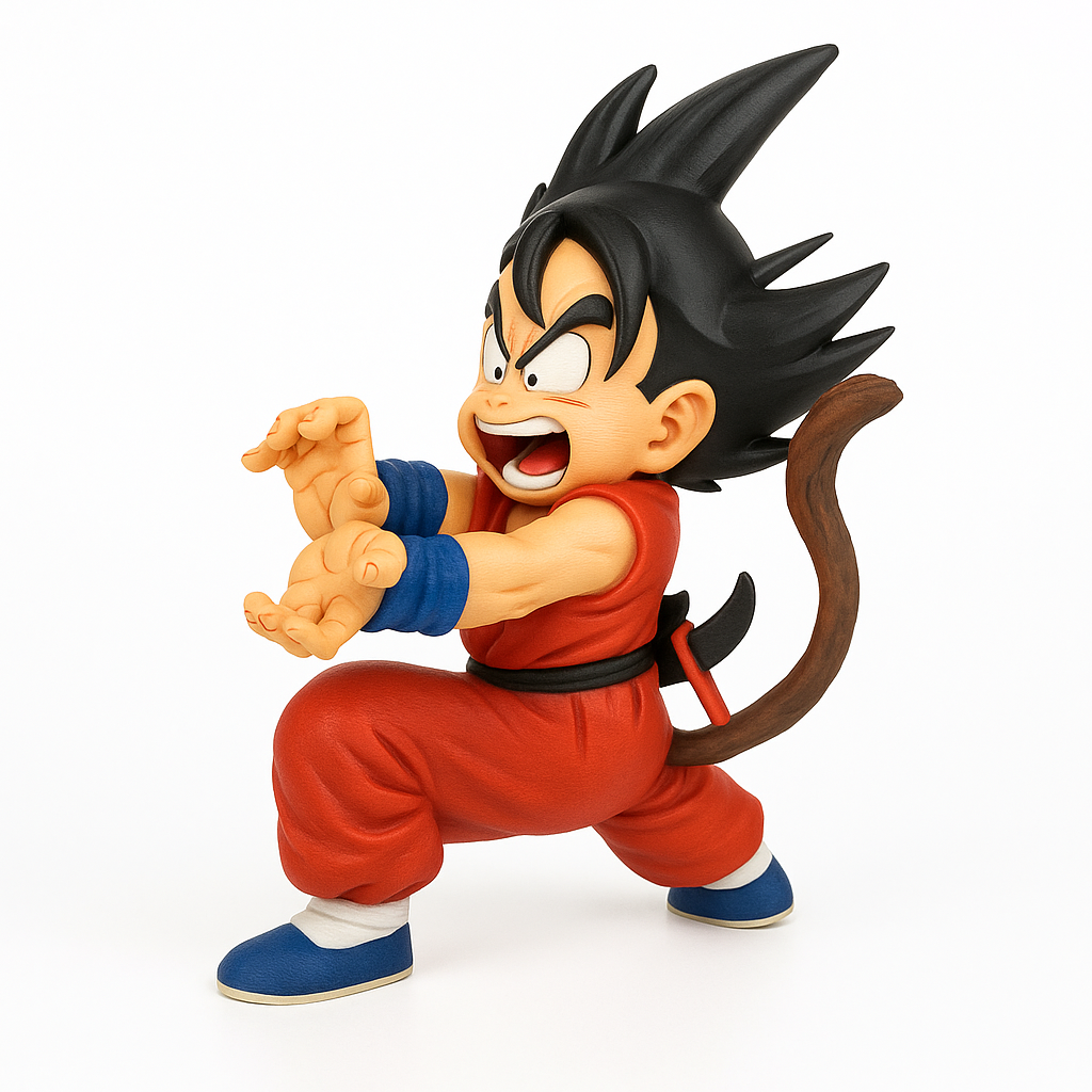 Dragon Ball estatua Goku de pequeño en dos formas