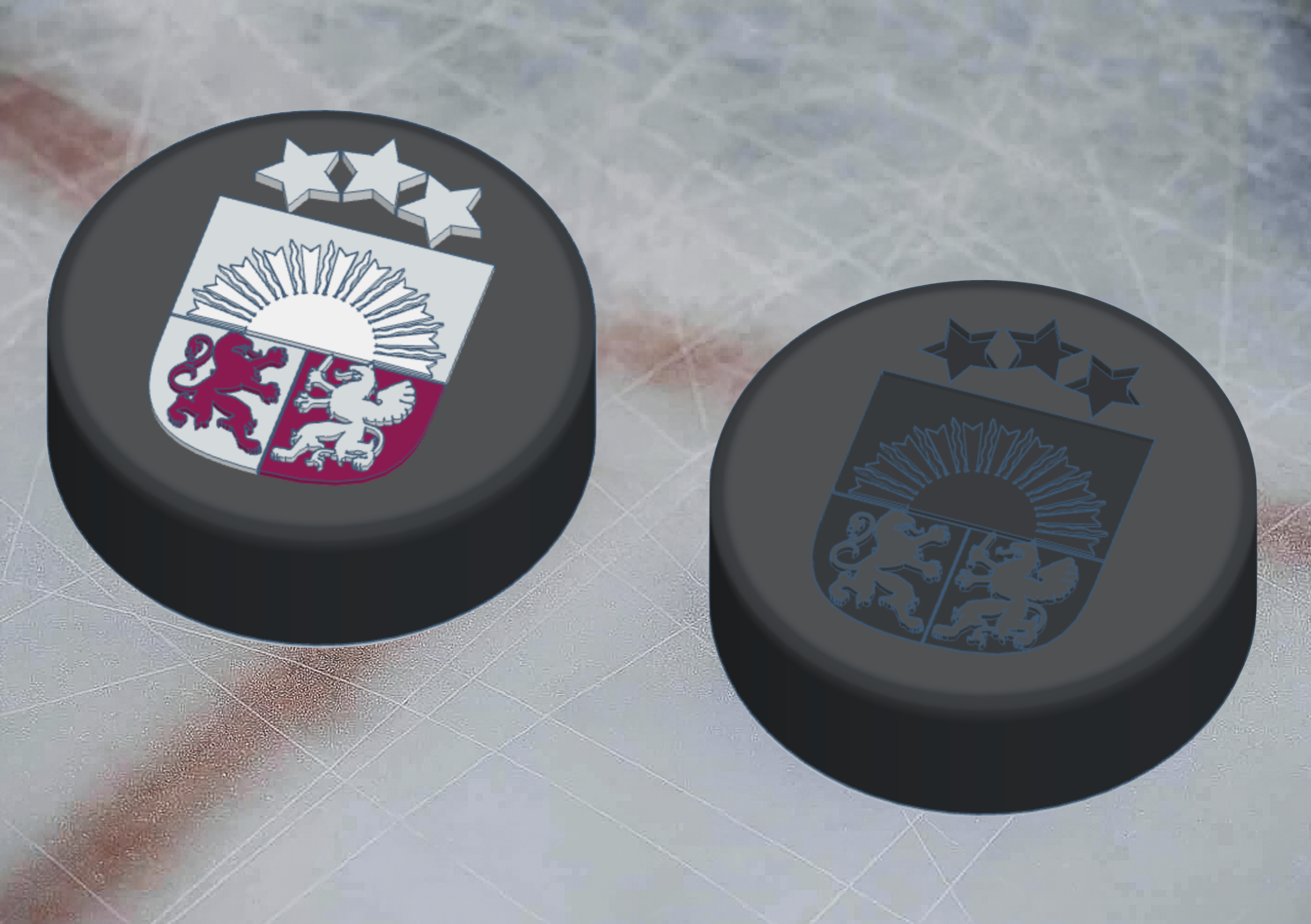 Latvia Latvija Hockey IIHF Logo and Puck