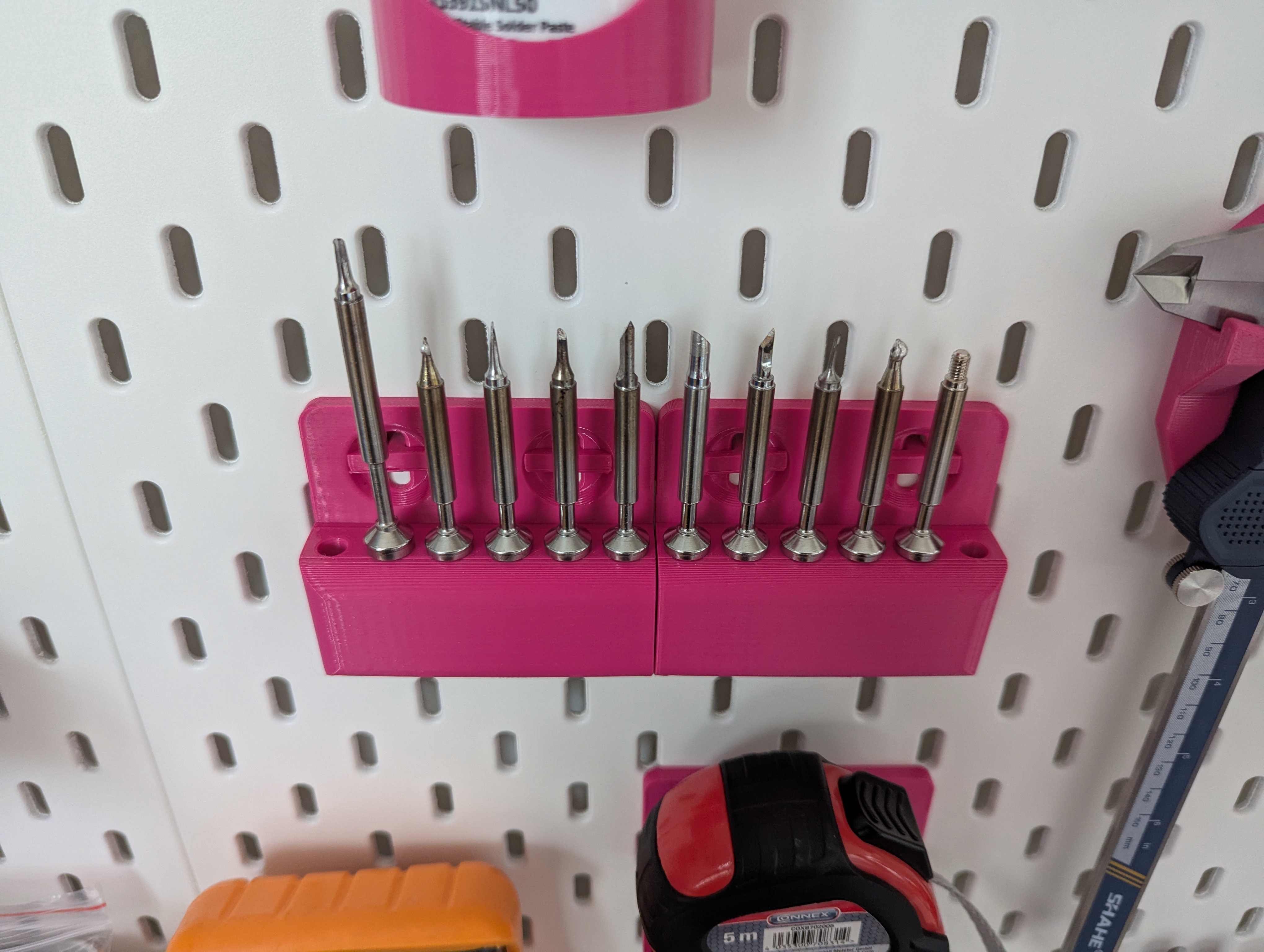 Stackable Pinecil/TS100 tips holder for IKEA Skadis (T-Clip System) 3D model thumbnail