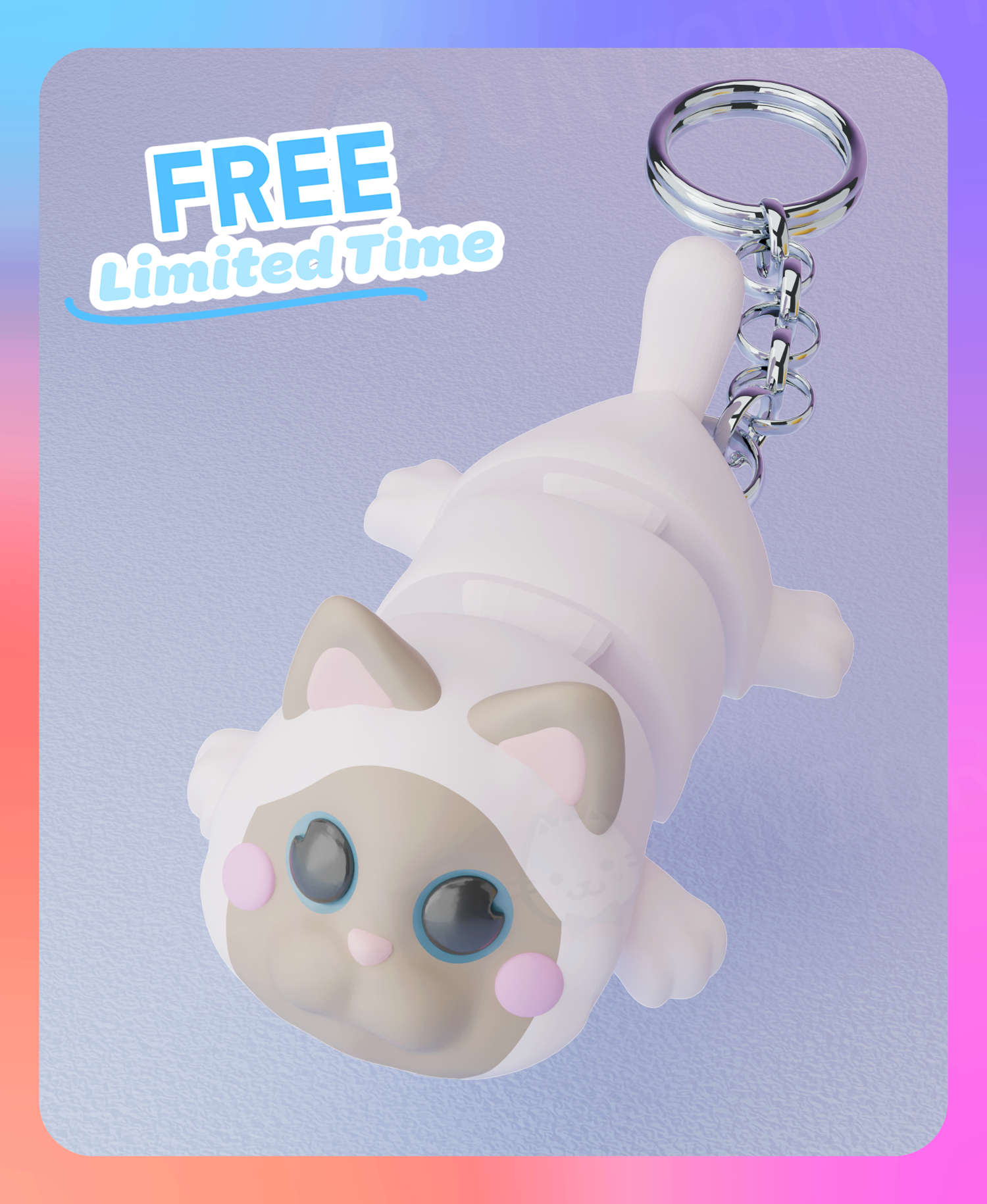 Flexi Balinese Cat Laying Down Keychain (Single Color)