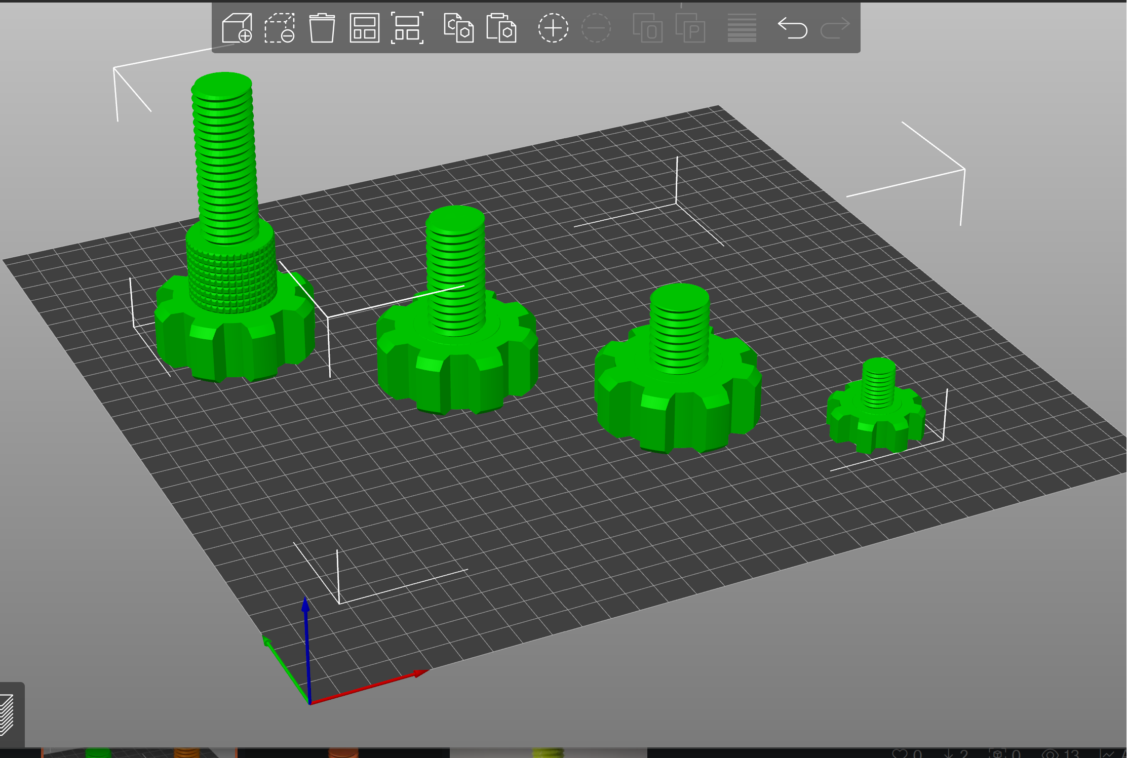 Screw with knob for a "Flexible & sturdy phone arm (100% Printed)" 3D model thumbnail