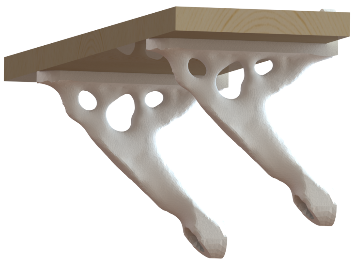 Topology optimised mini shelf bracket