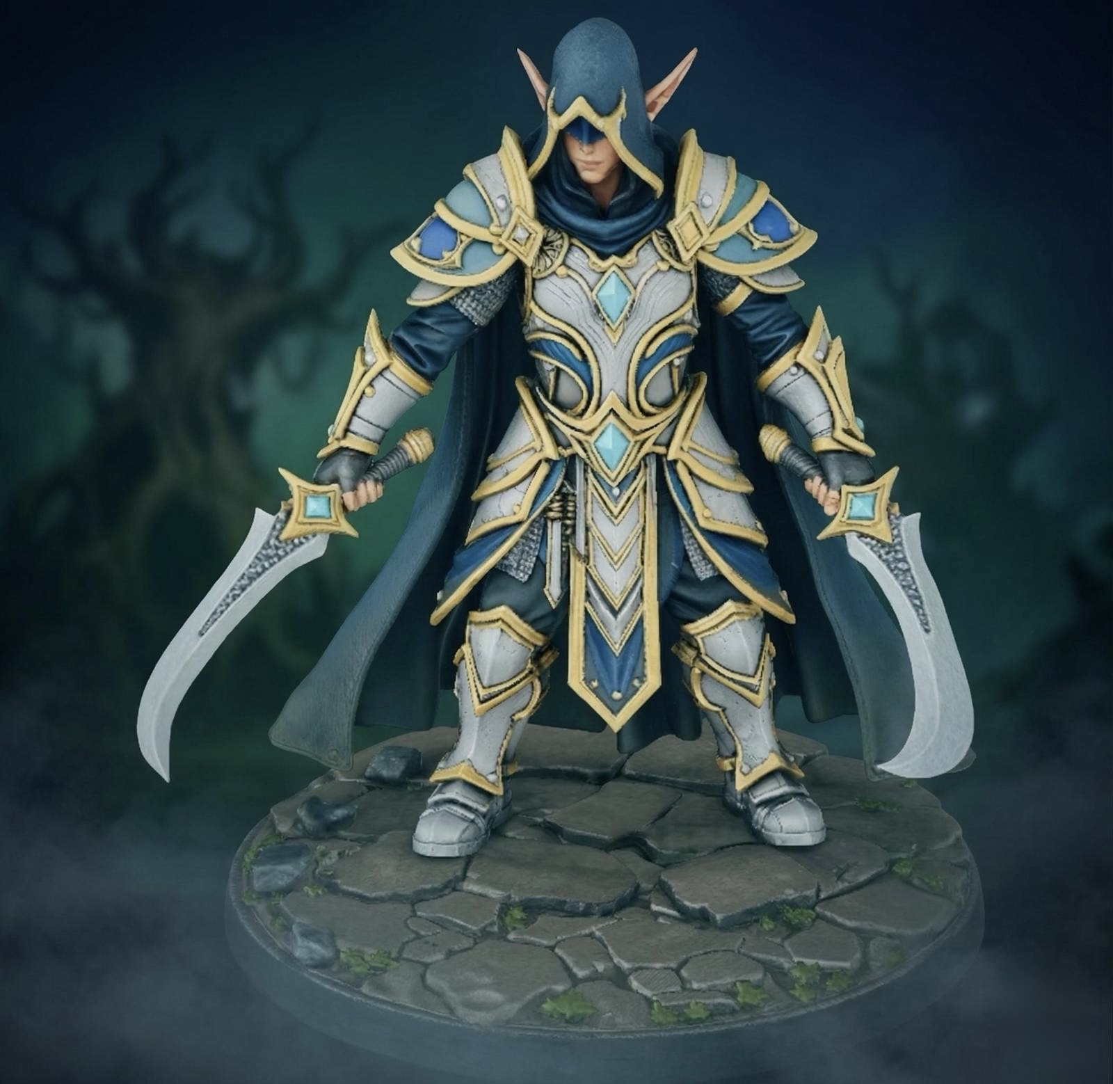 Bloodbound Realms – Elf – Duskstride Duelist (Dark Fantasy 3D Printable Miniature STL)