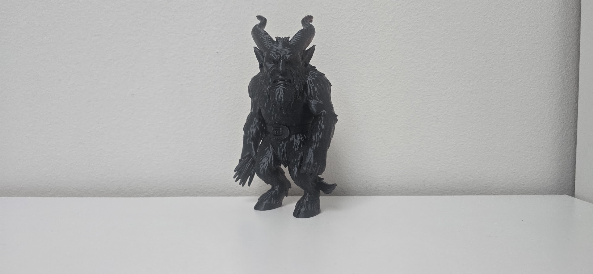 Furry Bearded Krampus Standing Christmas Figure