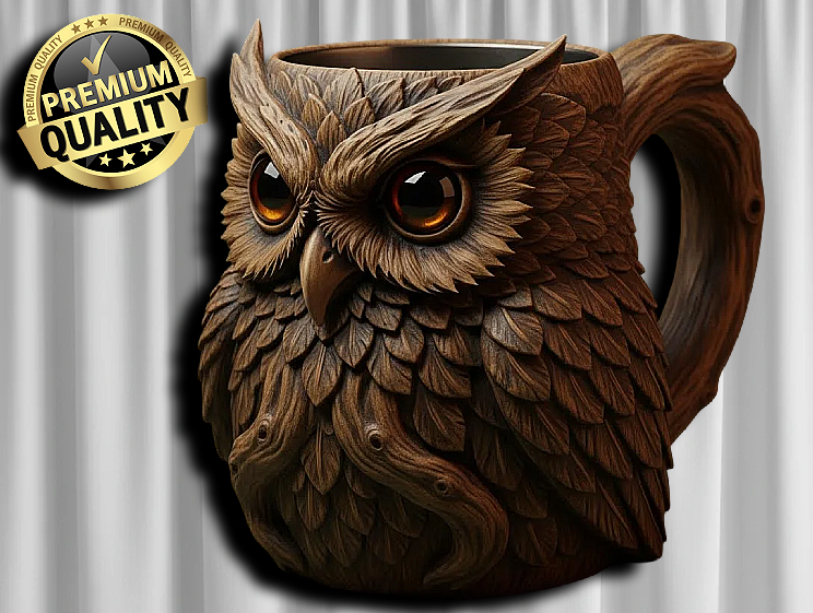Owl Fantasy Wood Mug