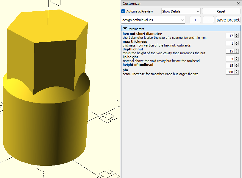 Miniatura 2 do modelo 3D Hex socket extension (parametric)