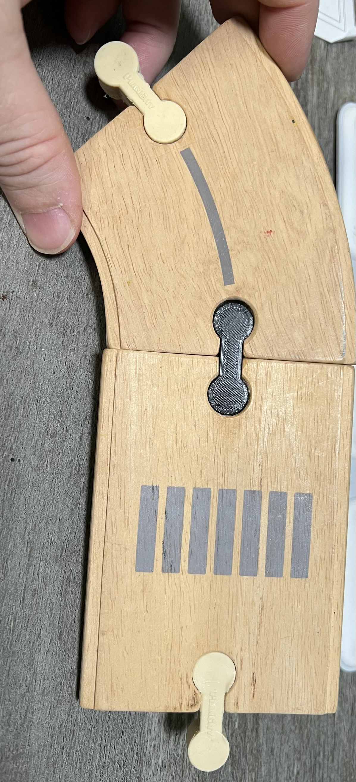 Toy wooden track connector