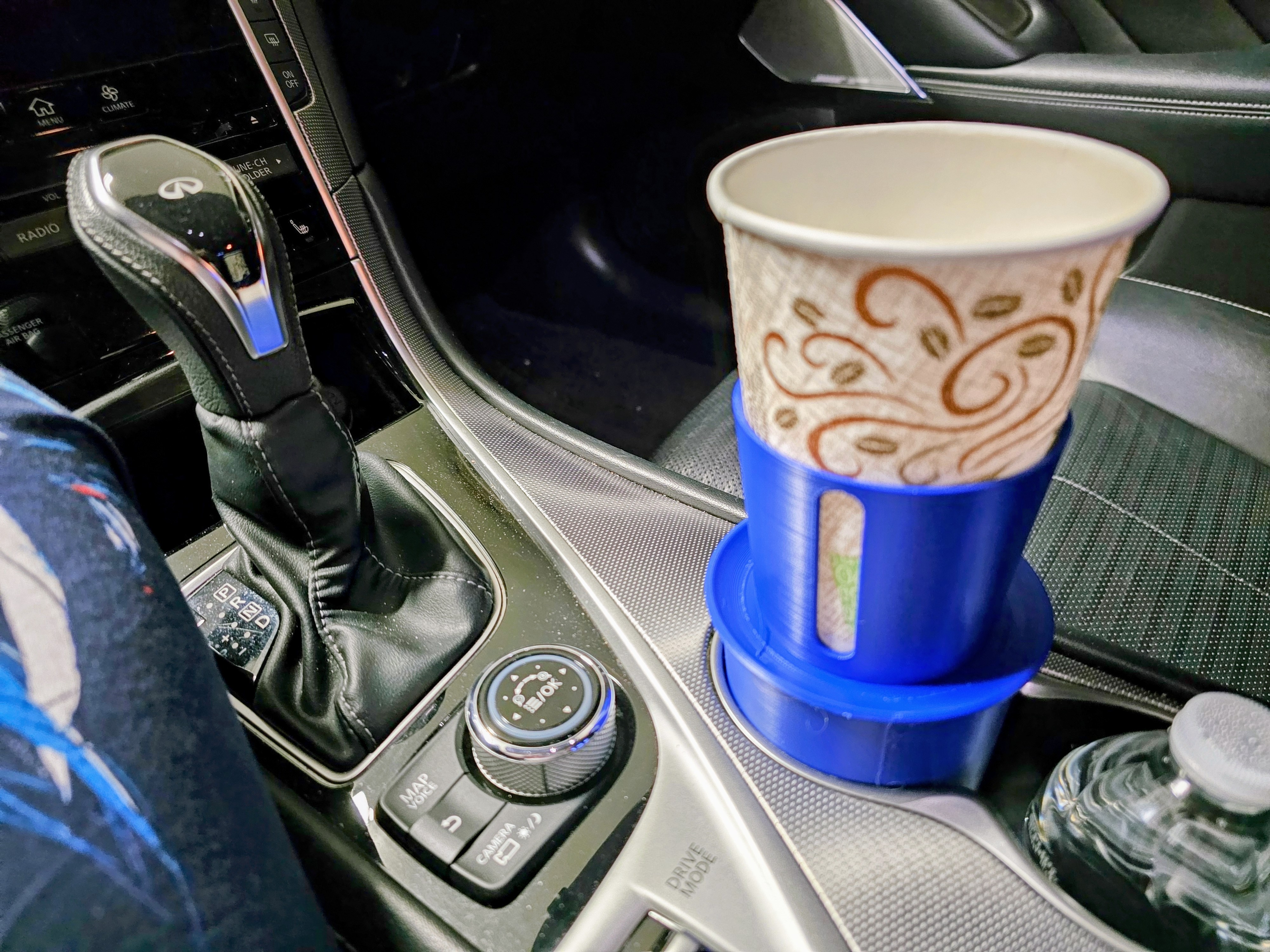 Elevated Drink Holder with Integral Saucer for Motor Vehicle