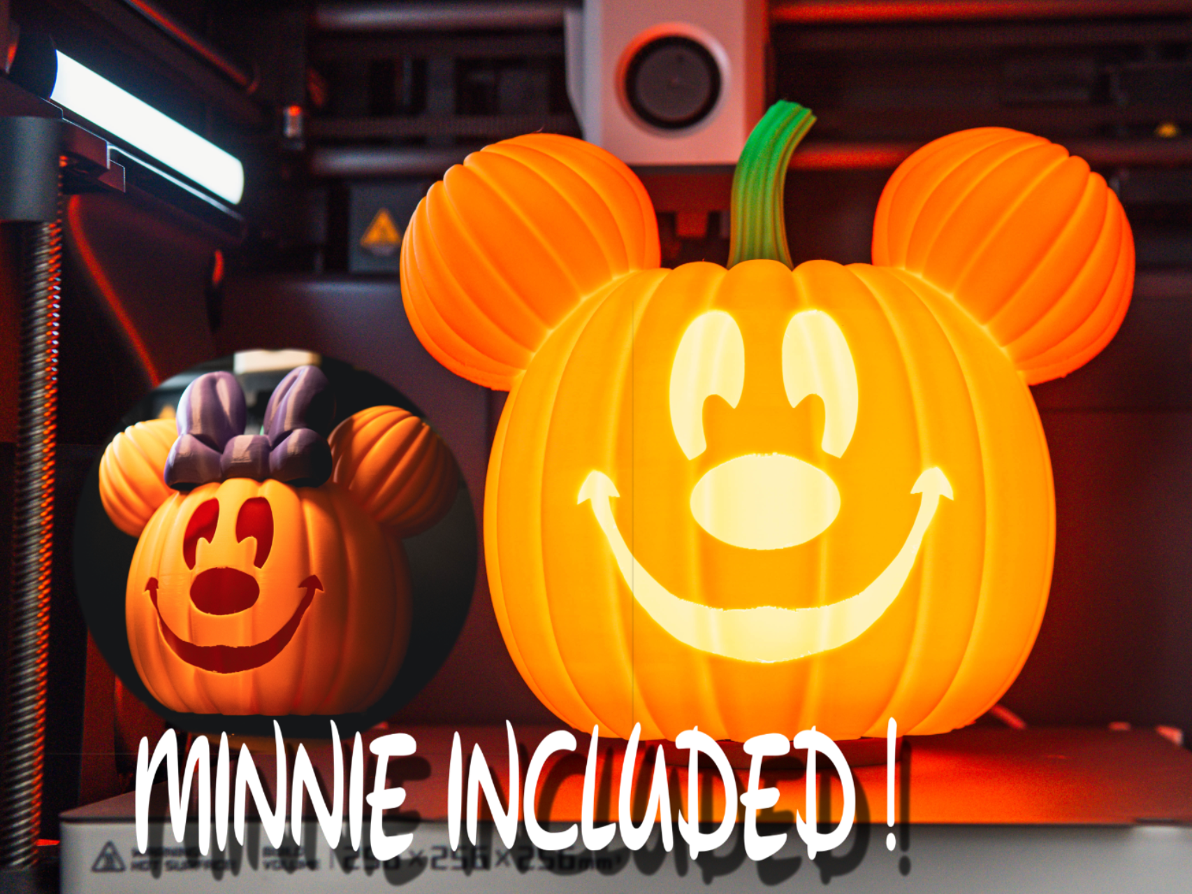 Mickey and Minnie Mouse Halloween Pumpkin Lamp