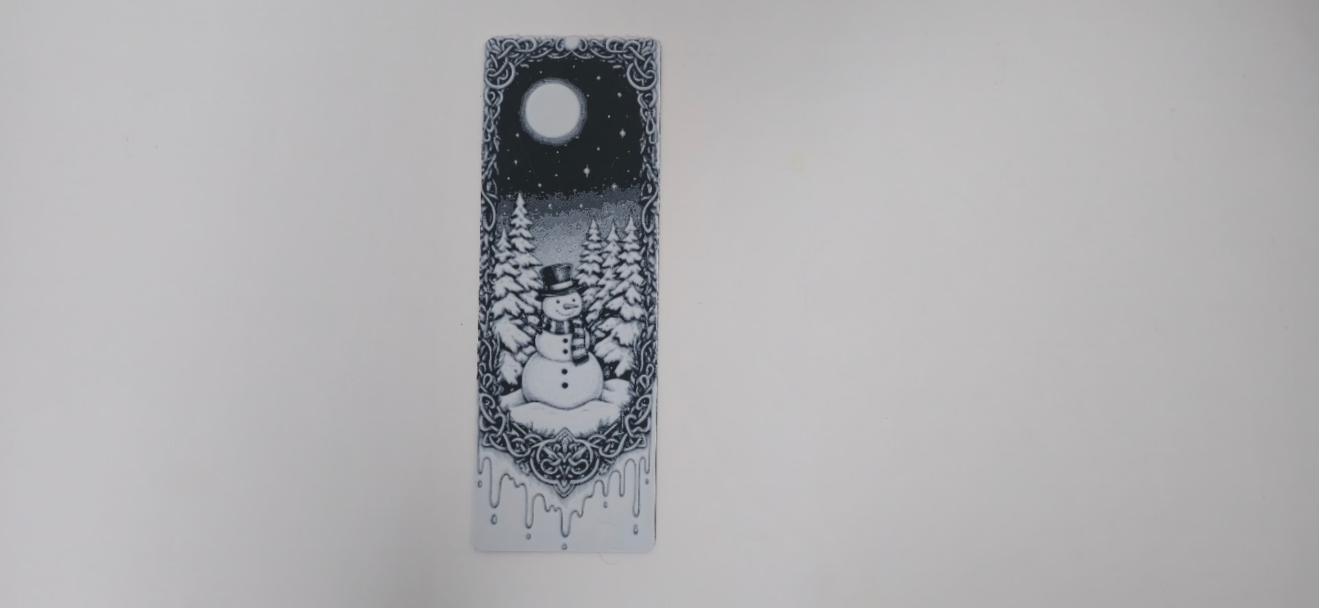 Snowman Pine Tree Winter Night Bookmark