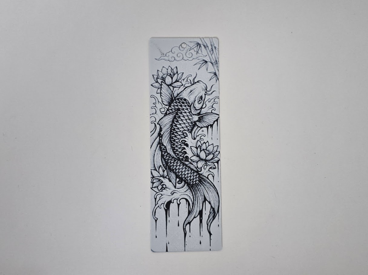 Koi Fish and Lotus Flower Bookmark Art