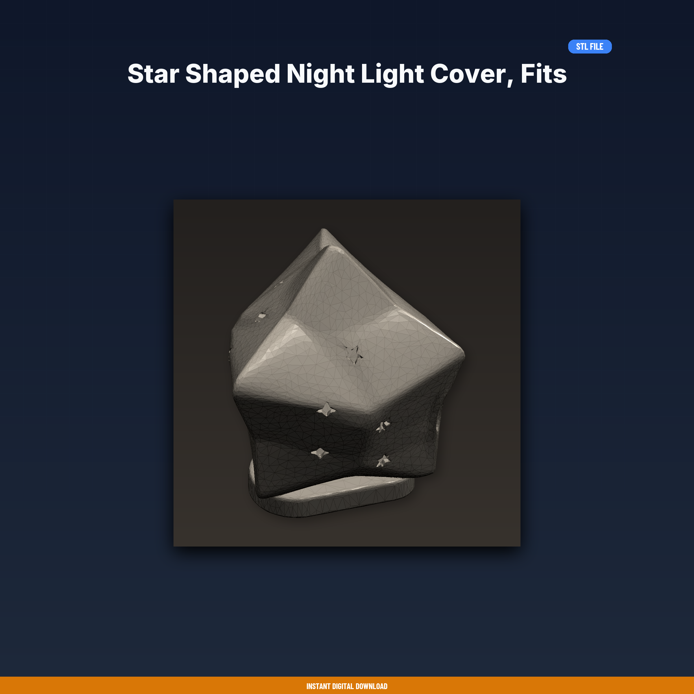 Star Shaped Night Light Cover, Fits Led Tea Light, Twinkle Stars, - 3D Printable STL File