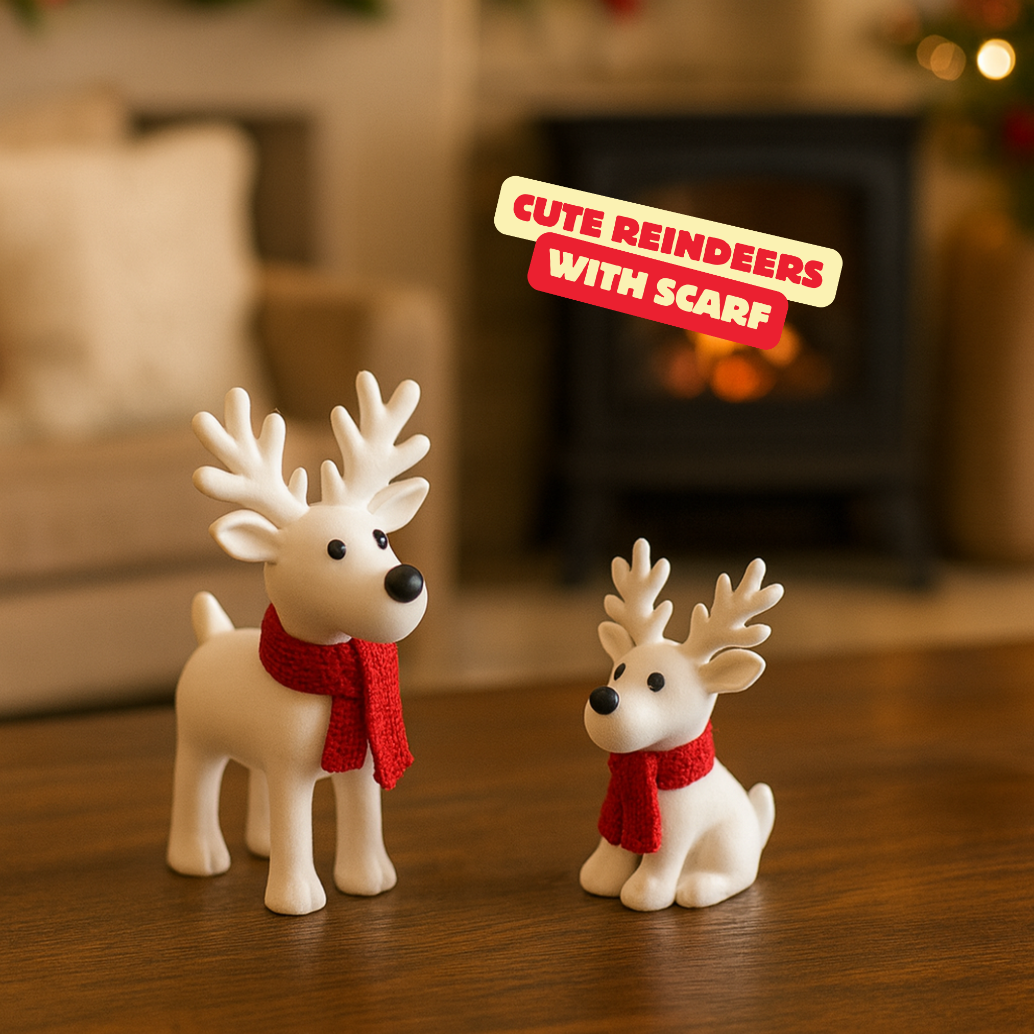 CUTE REINDEERS WITH SCARF / CHRISTMAS DECOR / HOMEDECOR / TABLEDECOR