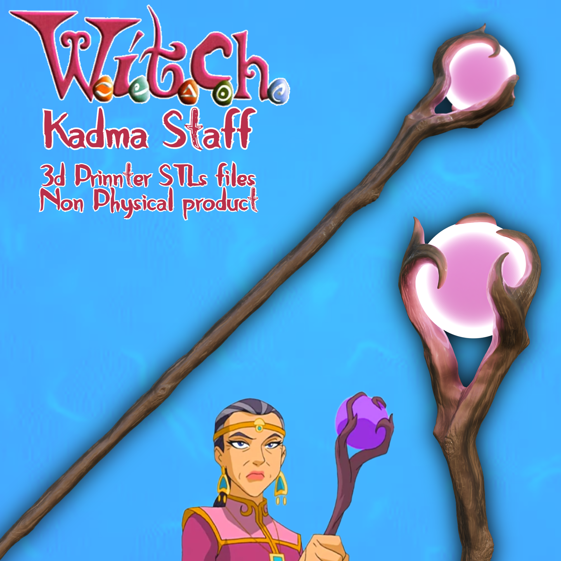Fantasy Kadma Cosplay Wizard Magic Staff W.i.t.c.h. Jetix Series