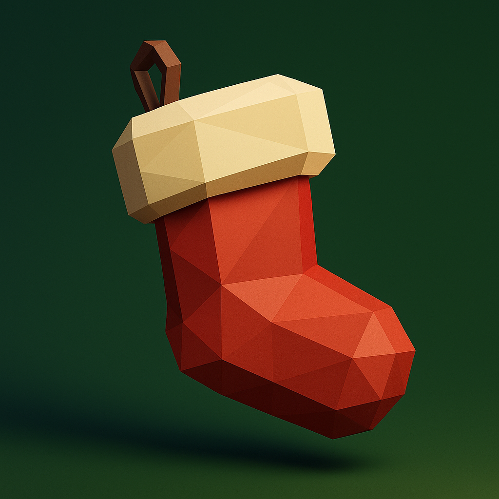 Low Poly Christmas Stocking 3D Model