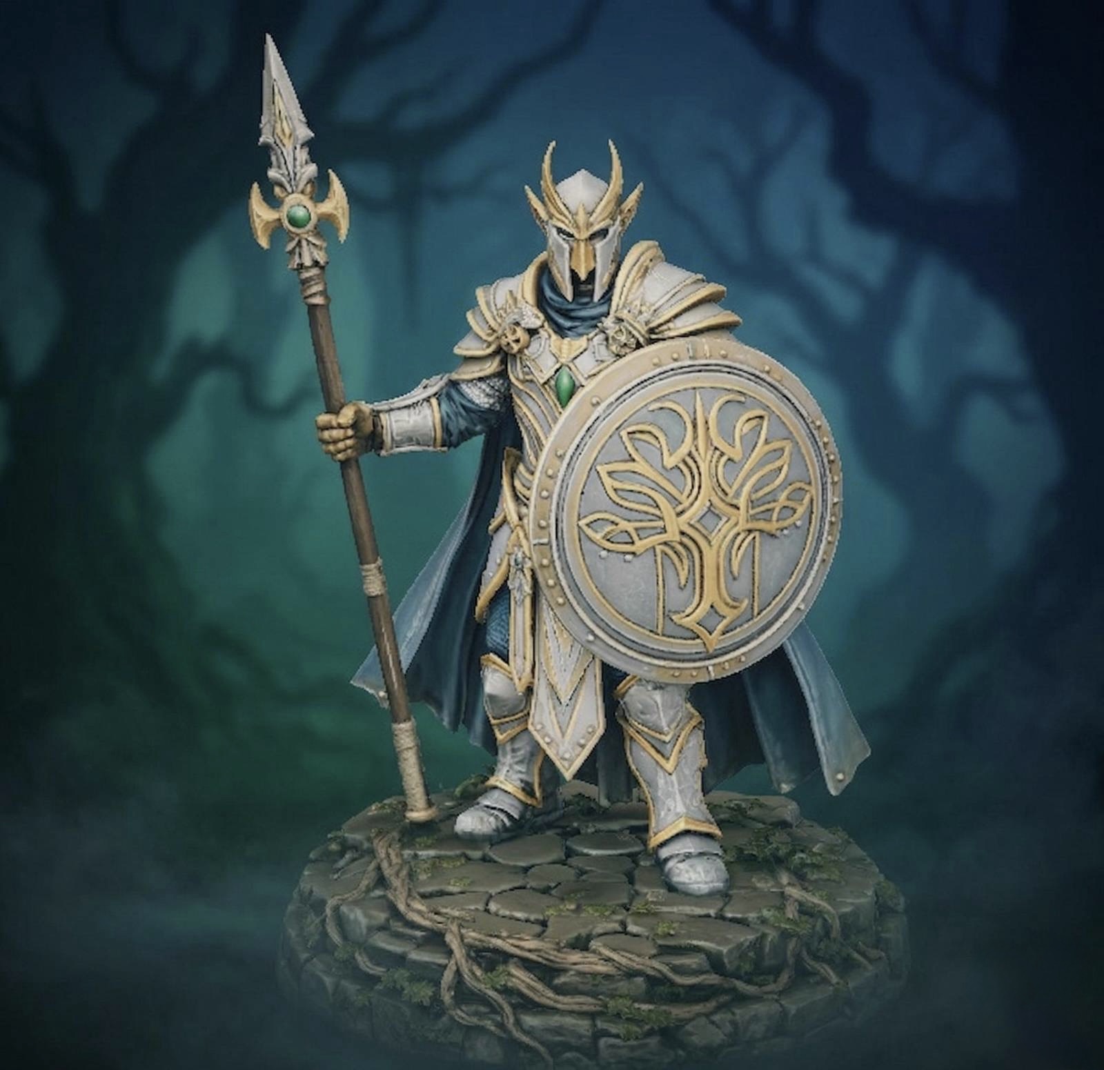 Vhorlath Realms – Elf – Emeraldward Sentinel (Dark Fantasy 3D Printable Miniature STL)