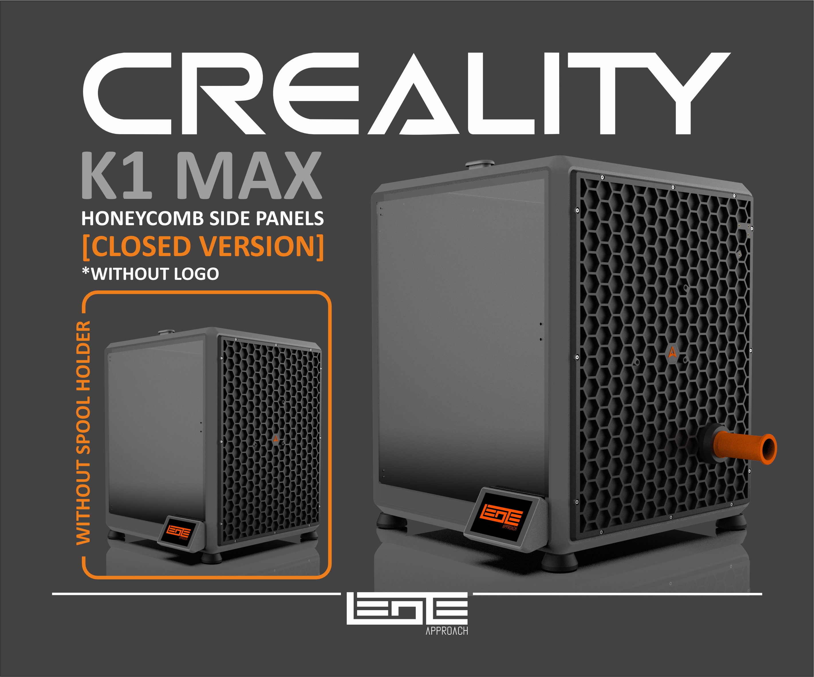 CREALITY K1max - SIDE PANELS WITHOUT LOGO [CLOSED + SPOOL HOLDER]
