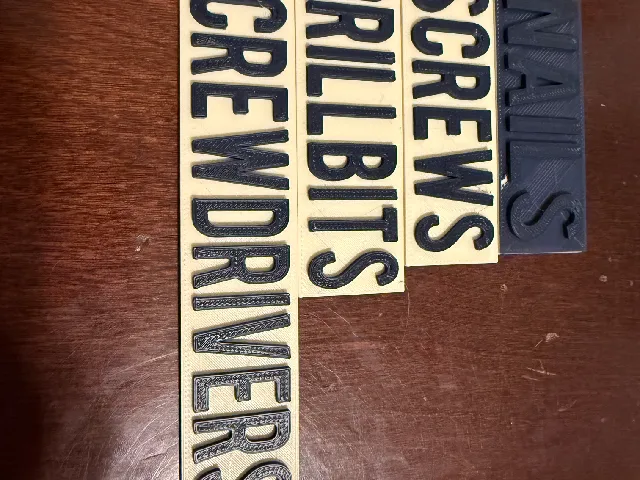 labels for containers on peg boards