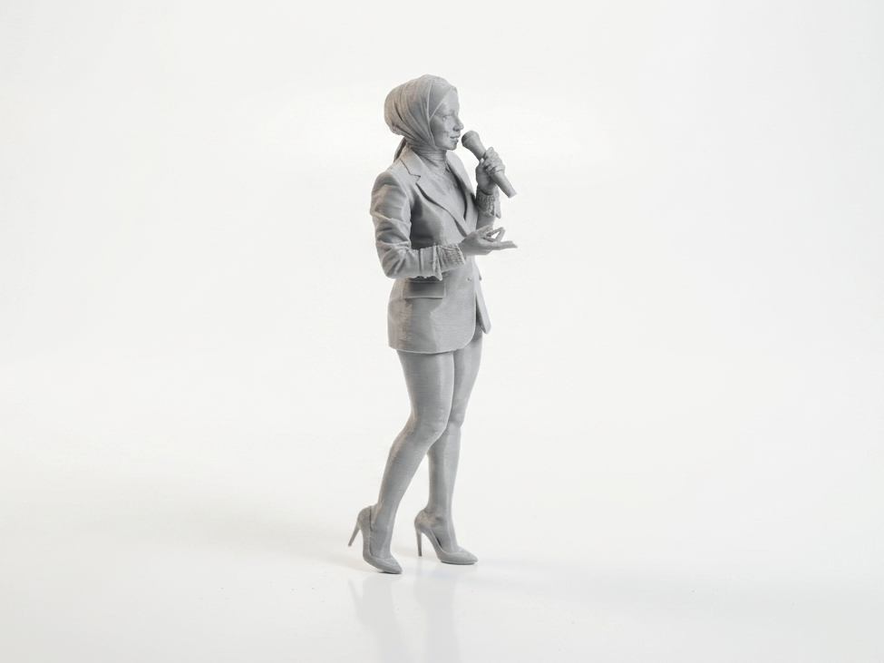 Hijab Lady With Mic Professional Woman Figurine 3D Printable