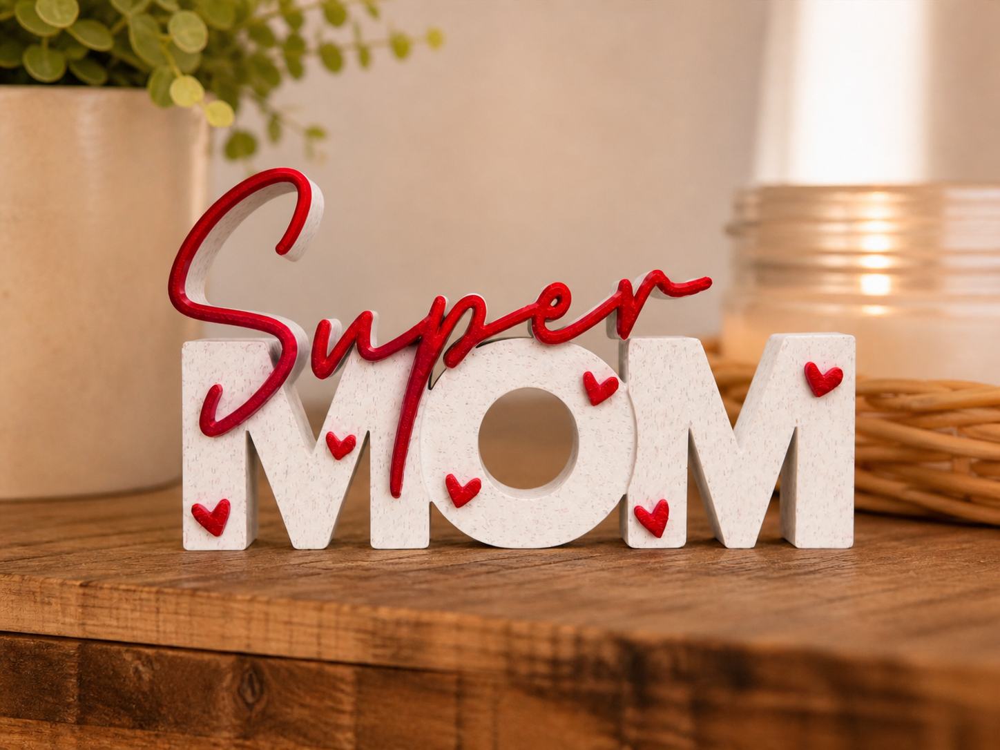 Super Mom – 3D Text Sign | Mother’s Day Gift | Multicolor Decoration