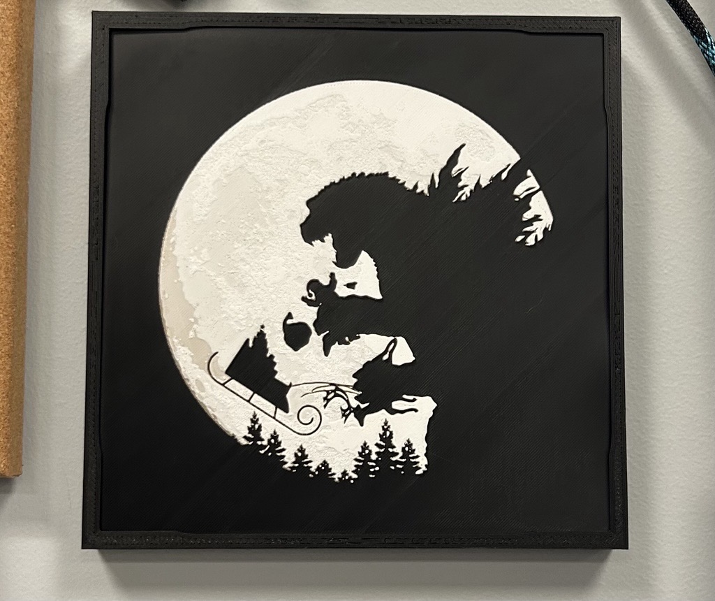 Godzilla Christmas attack Chroma Canvas multicolor 150x150mm