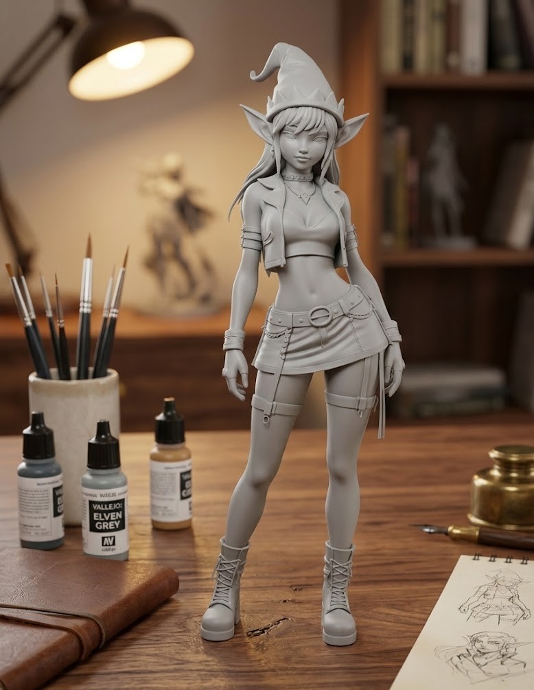 sexy rocker elf girl in short skirt