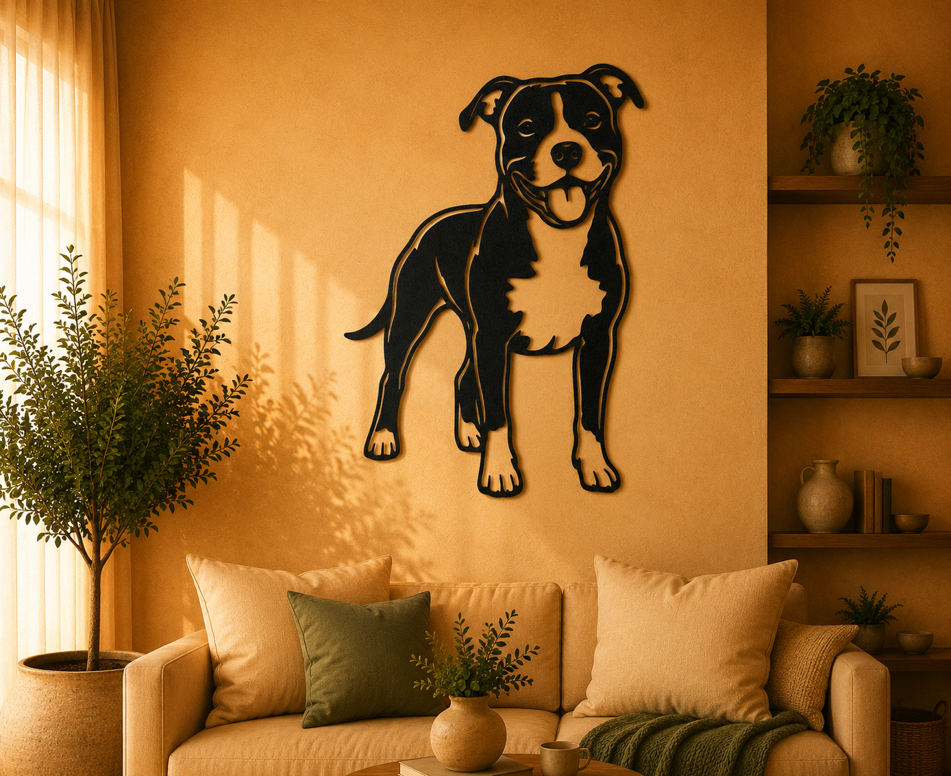 Happy Pitbull Dog 2D Wall Art