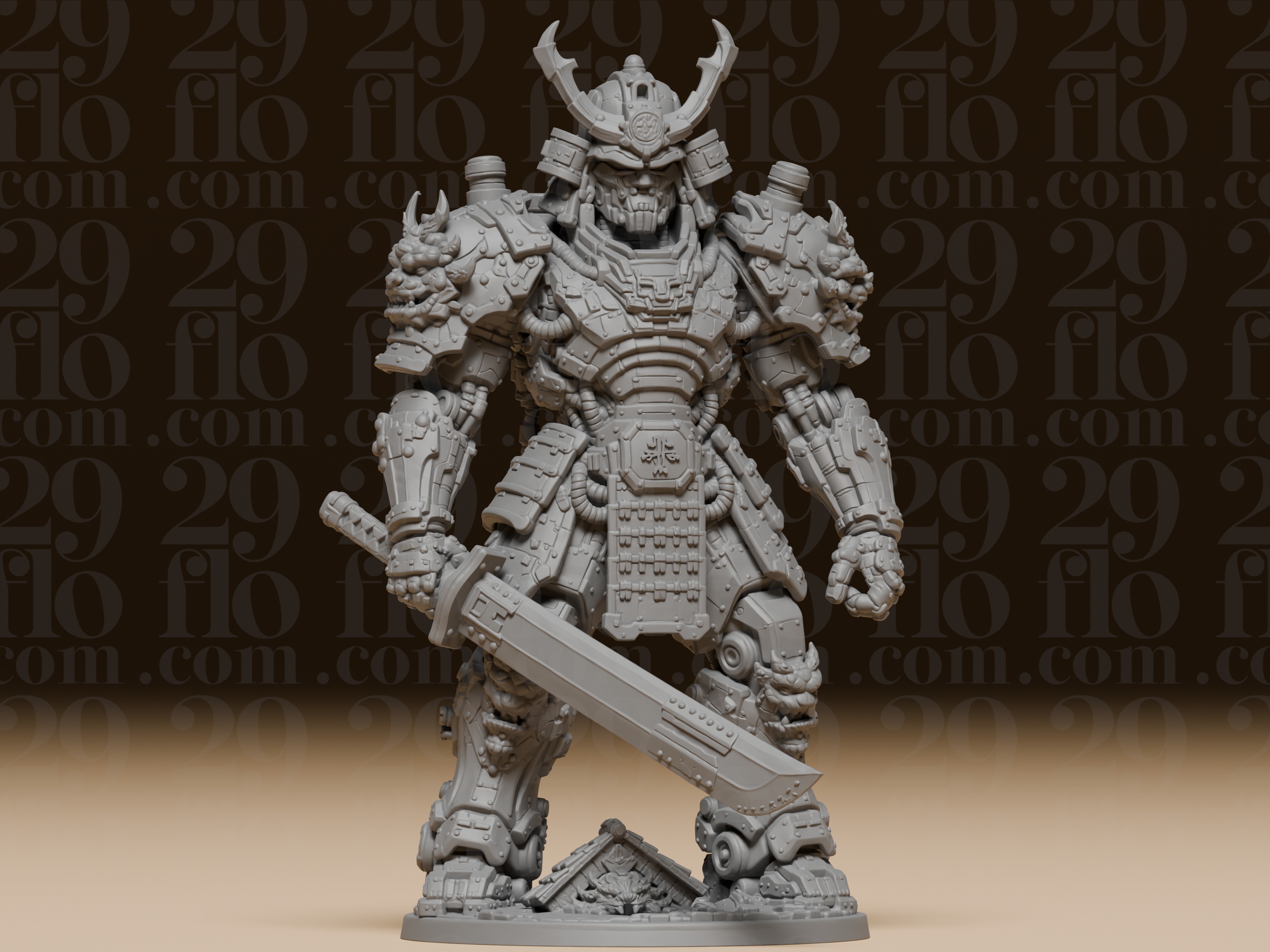#188 Cyberpunk Mecha Samurai Statue - Futuristic Warrior