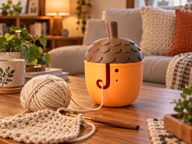 Whimsical Acorn Yarn Bowl Holder