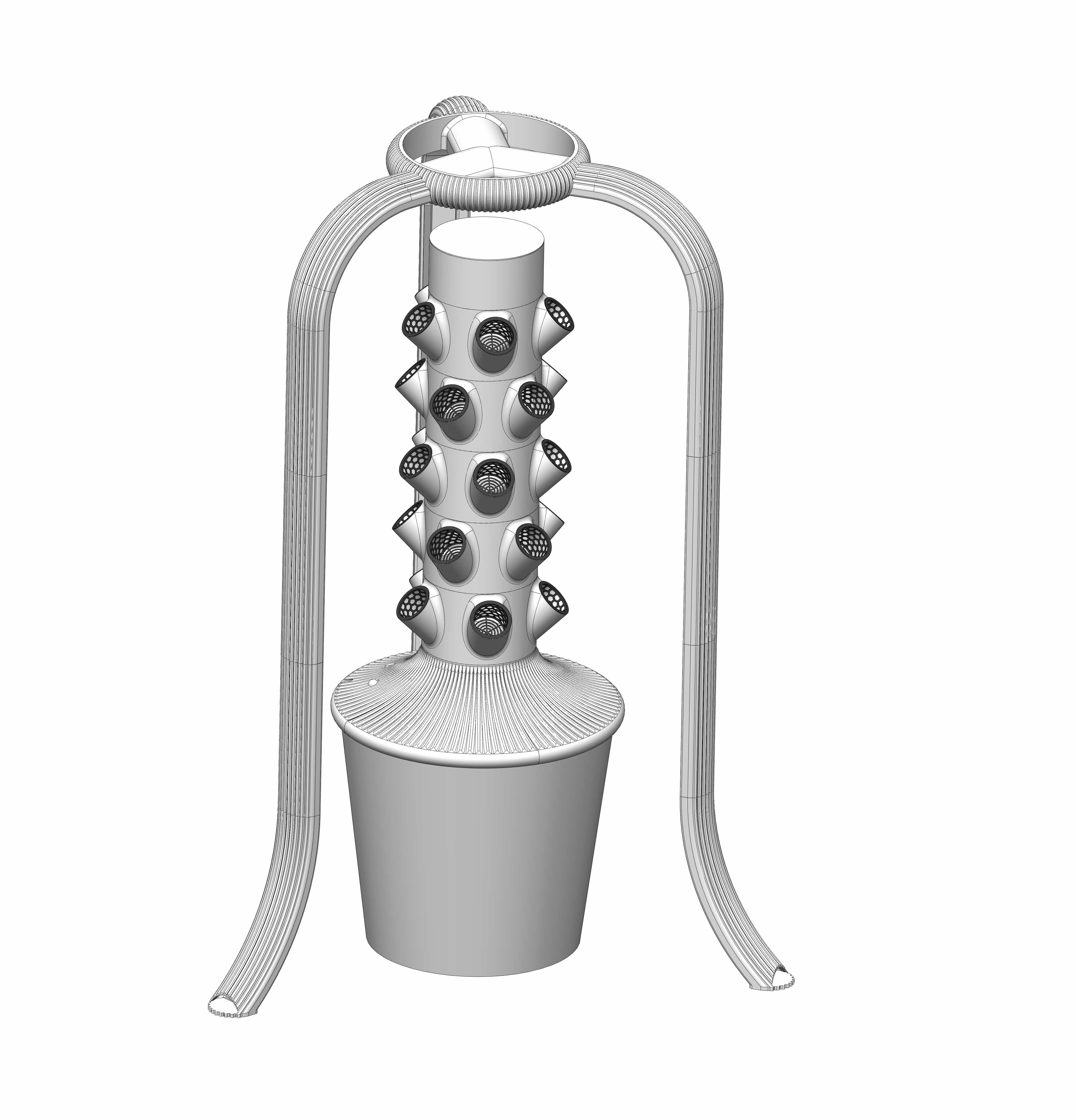 Aeroponic / hydroponic tower with grow light