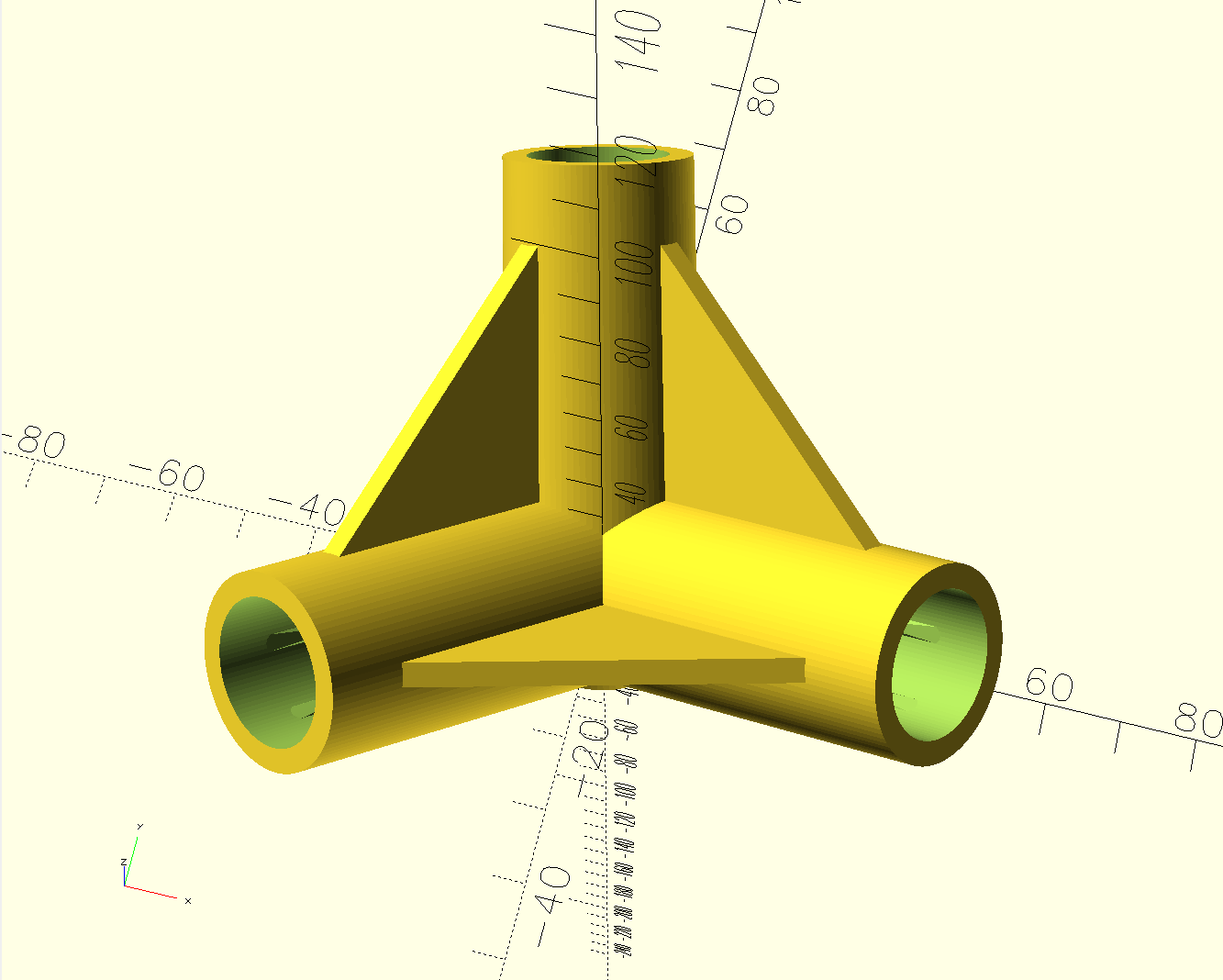 Parametric Tent Corner - Straight Bore with Friction Ridges (16mm Rod Fit)
