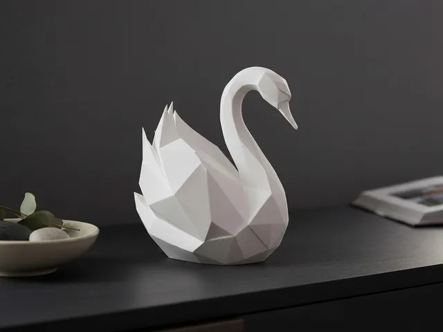 Graceful low poly swan sculpture
