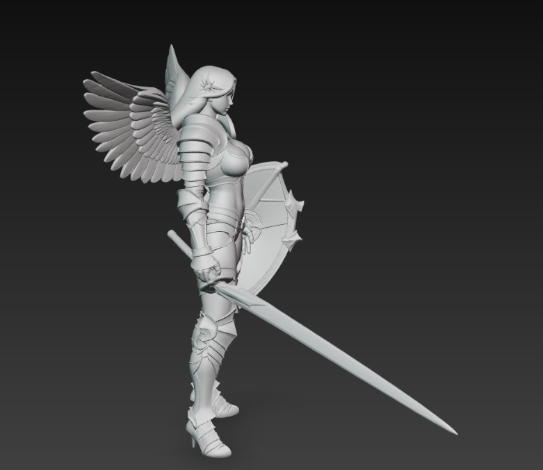 female angel in armor with sword and shield — miniatura 2