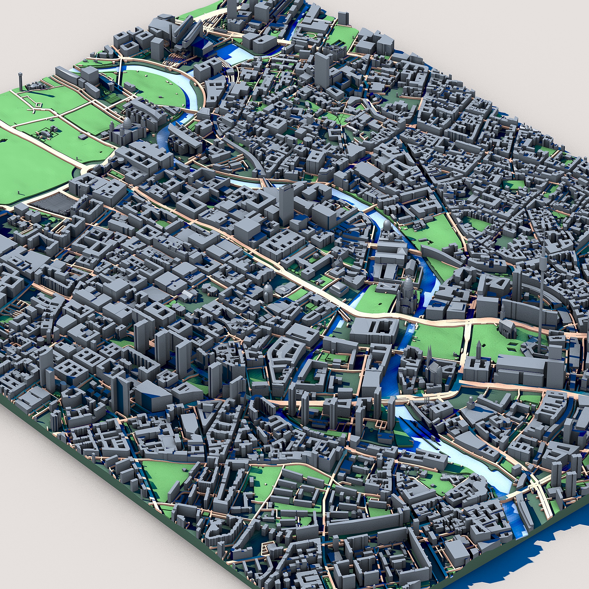 Berlin Cityscape 3D Model – Brandenburg Gate & TV Tower Skyline – Printable German Capital