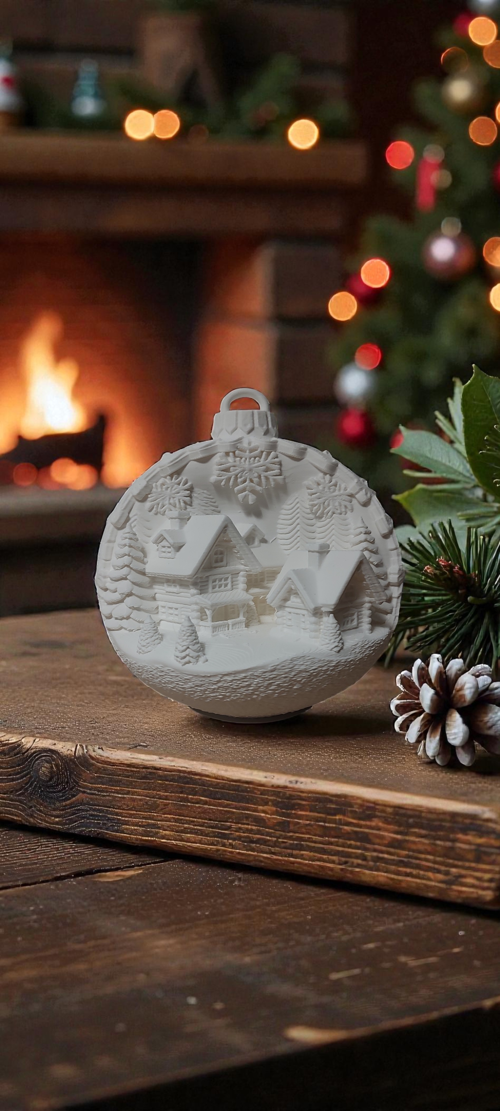 Snowy Cottage Village Ornament
