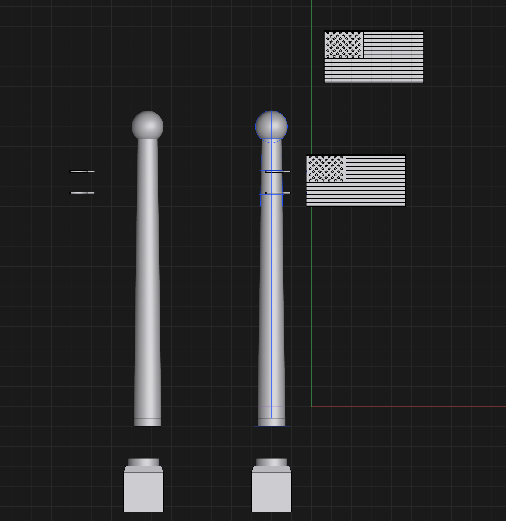 USA Flag With Pole 3D model