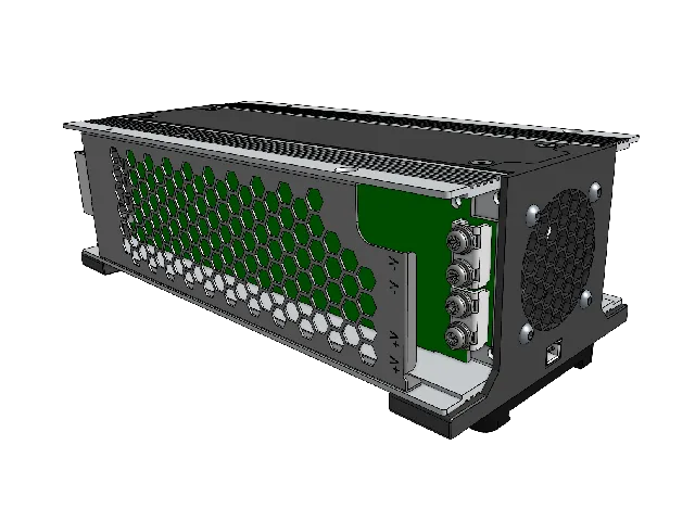 Dual Mean Well UHP-200 DIN mount with 40mm fans