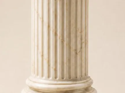 Broken Classical Column Sculpture – Fluted Greek/Roman Ruin Decor with Marble-Look Finish