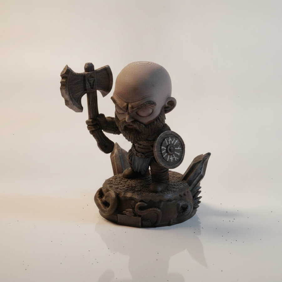 Kratos From God Of War Chibi With Leviathan Axe Figurine 3D Printable