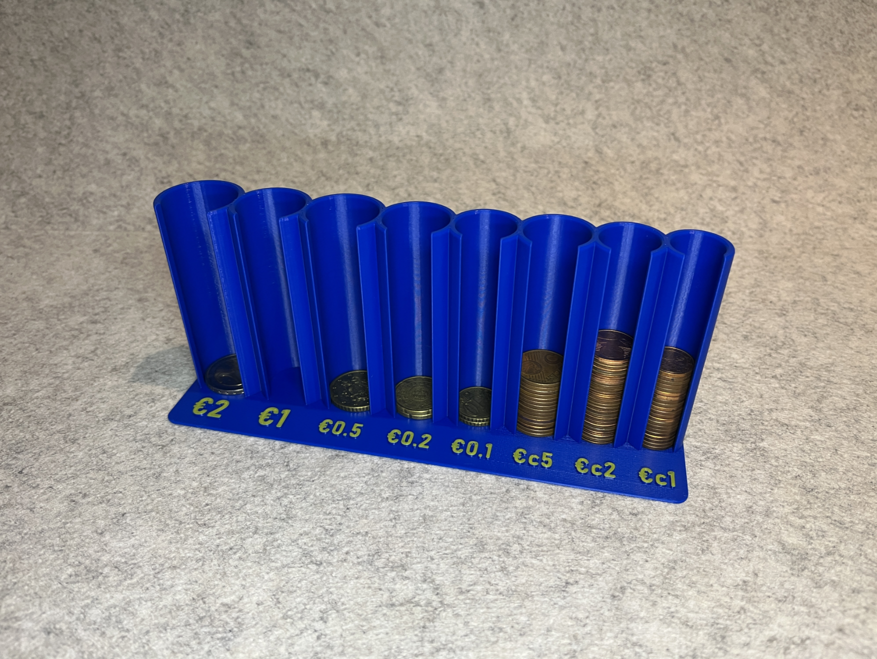 Euro coin sorter storage