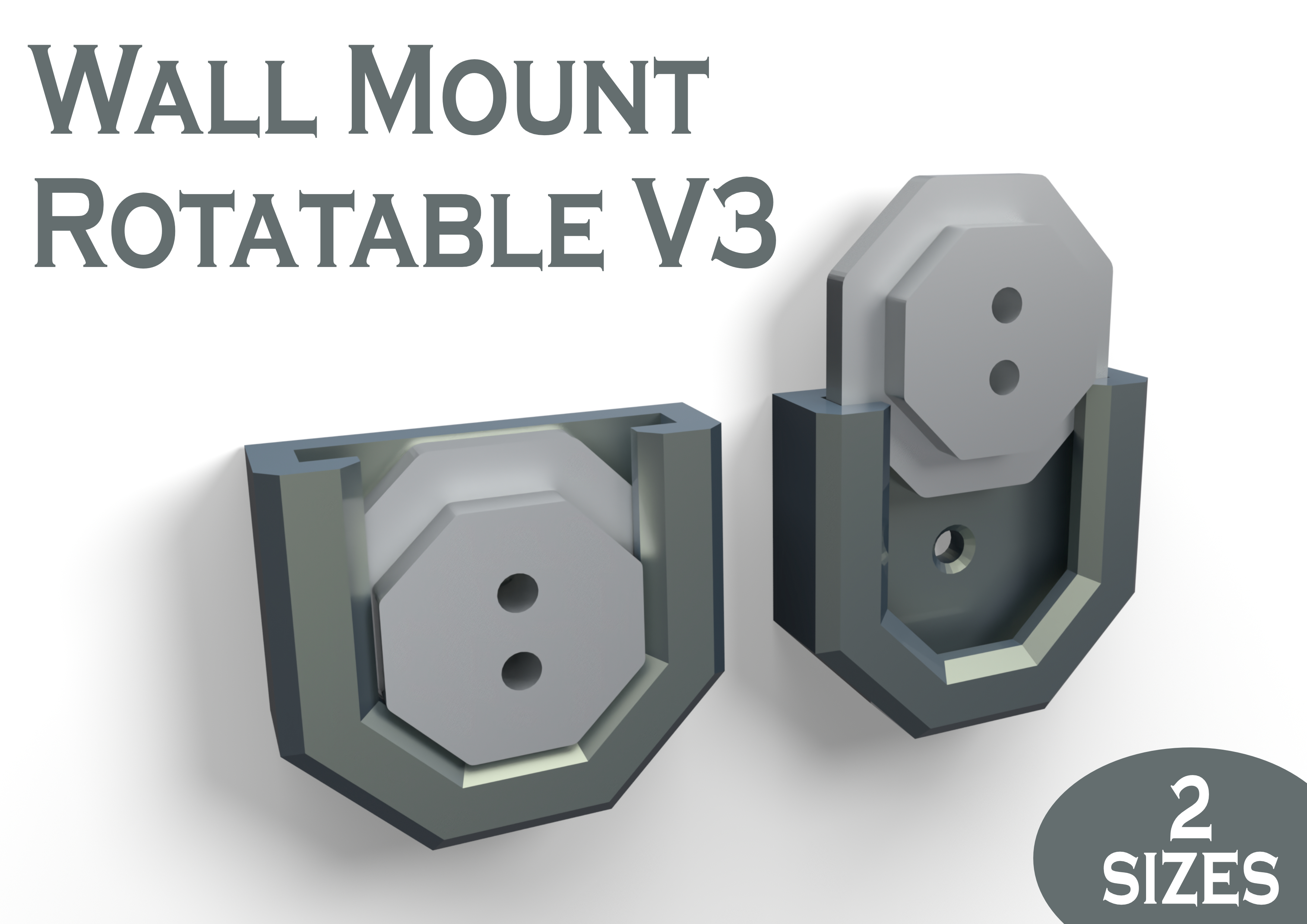 Universal wall mount - rotatable - V3 3D model thumbnail