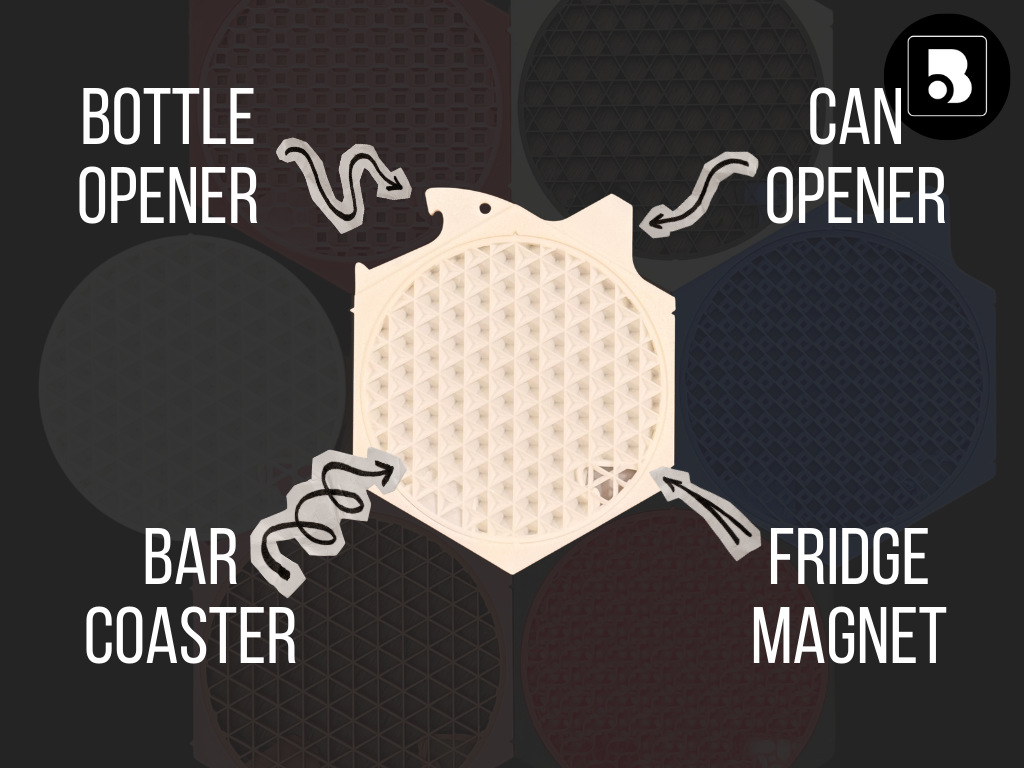 SnapBar - Modular Coaster System with Bottle Opener, Can Opener & Fridge Magnet