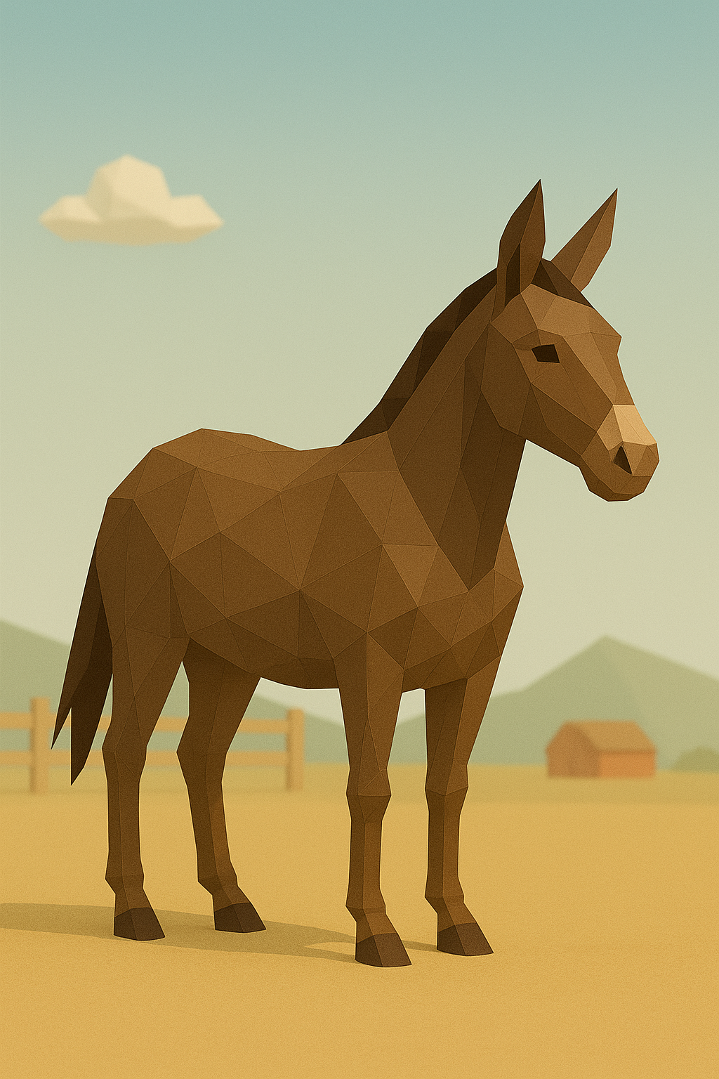 Low poly donkey