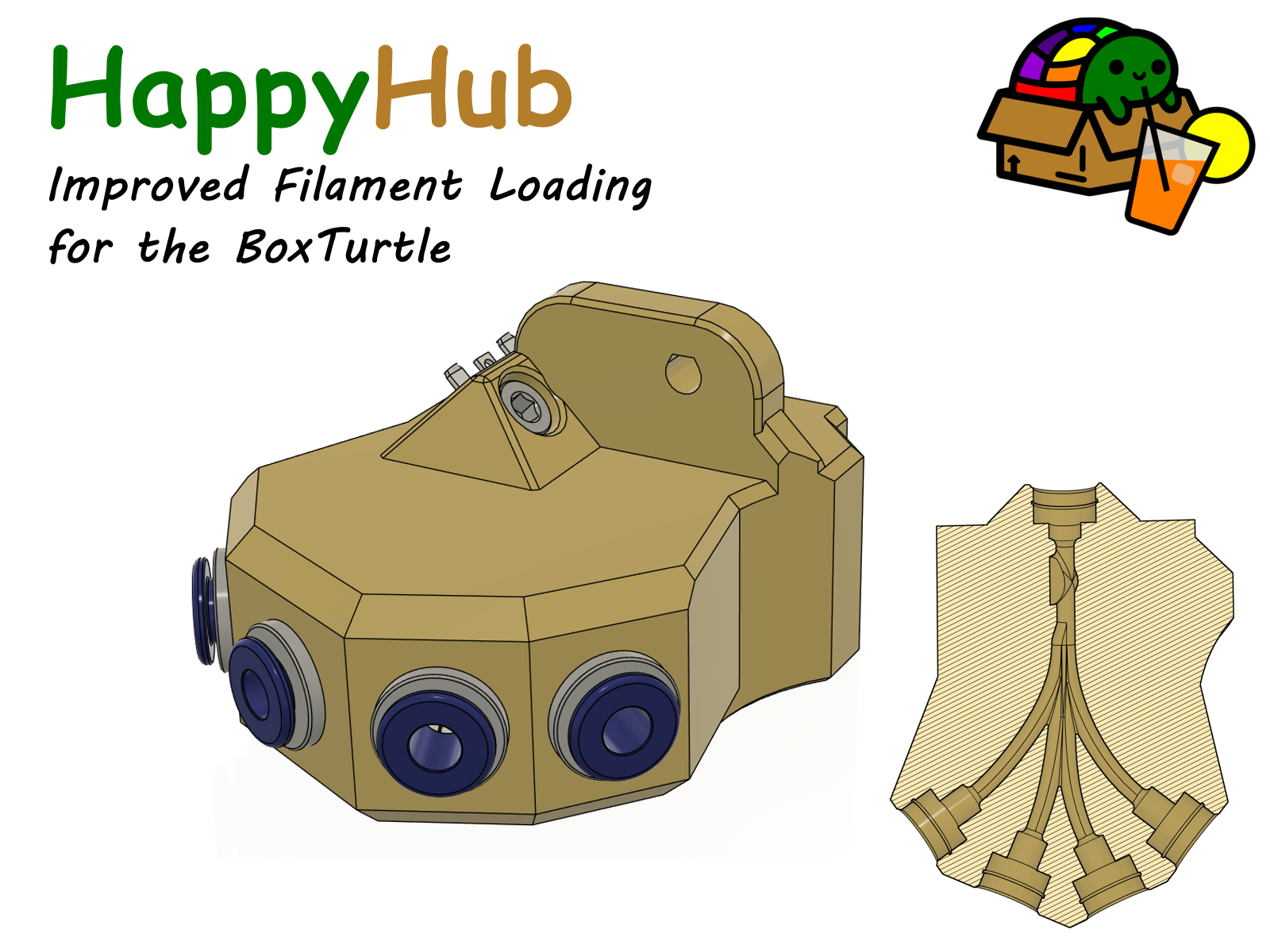 HappyHub - Improved Filament Loading for BoxTurtle (4-in-1 Hub)