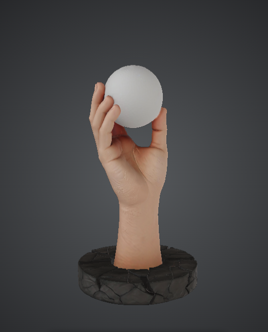 Realistic Hand Holding Sphere Sculpture – Symbolic Art Statue